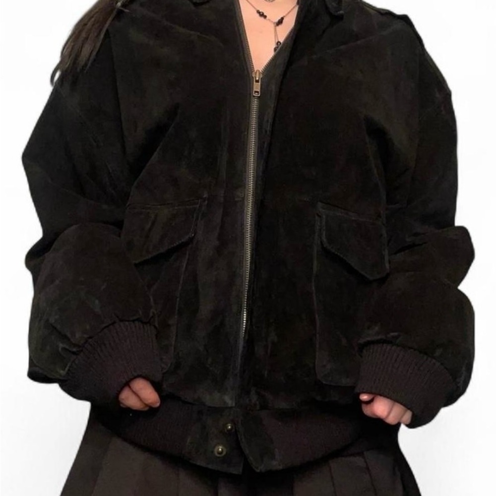 SOLD ! middlebrooke vintage black suede leather bomber jacket
